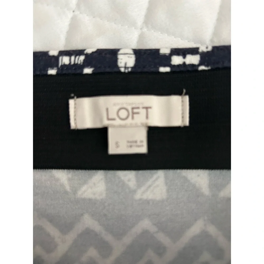 Loft Skirt Women's Small Maxi Length Navy Blue Geometric Pull‎ On Stretch 0138